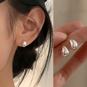 为晚s925纯银豆子耳钉，女优雅摩登气质，韩系复古时尚经典时髦耳饰
