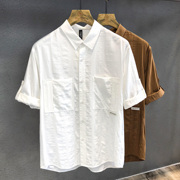 cleanfit高级气质冰丝，短袖衬衫男士夏季薄款七分袖，休闲衬衣男装