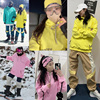 SCHURKISCH韩国滑雪长款卫衣加厚抓绒保暖连帽打底衫黄粉绿色服裤