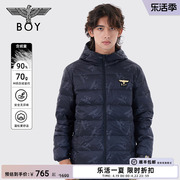 BOYLONDON秋冬情侣款外套老鹰满印潮牌连帽防风保暖羽绒服N28015