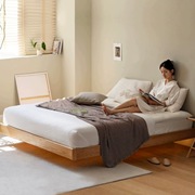 全实木日式原木床工厂现代简约榻榻米床无床头床架带灯悬浮床