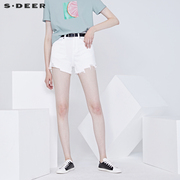 sdeer圣迪奥女装个性时尚，铆钉破洞短裤热裤s20260902