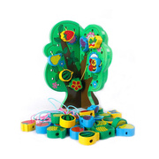 儿童串串乐智慧树圣诞，果树diy玩具创意木制串珠，积木毕业礼物1-3岁