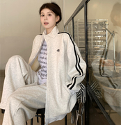 盐系休闲运动套装女春季韩版学生，宽松显瘦时尚，卫衣跑步两件套纯棉