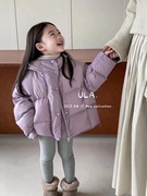 由拉韩国童装儿童，羽绒服连帽短款2023儿童冬装外套女童面包服