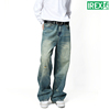 irex内华达水洗蓝复古蓝牛仔裤，男宽松美式重磅，阔腿垂感直筒裤长裤
