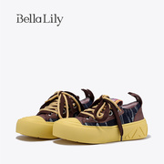 bellalily春季拼色系带帆布鞋，女街头风板鞋流行休闲鞋子