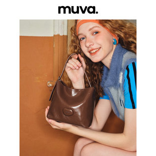 muva小众设计真皮水桶，包女包包2023高级感手提单肩斜挎小包