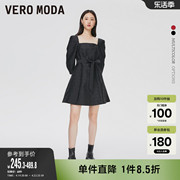 Vero Moda奥莱连衣裙子春秋甜美可爱纹理感方领公主裙女