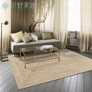 进口拉菲草地毯客厅，茶几手工编织圆形北欧小清新书房卧室床边