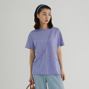 studiofun设计师原创不规则解构毛边个性，t恤女夏短袖(夏短袖)紫色绿色上衣