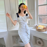 七七酱白色连衣裙，2023女夏季法式气质短款高端裙子