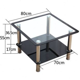 钢化玻璃小茶几圆形简约创意家用客厅小户型正方形茶桌不锈钢桌子