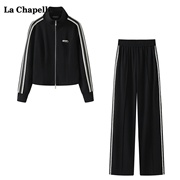 拉夏贝尔/La Chapelle棒球服外套休闲长裤两件套女秋季时尚套装