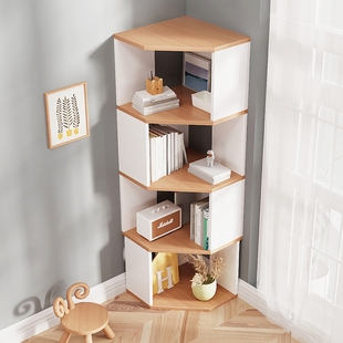 房间置物架落地转角书架落地收纳置物架实木学生书柜创意书柜实木