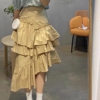 2024年春季韩版设计感不规则半身裙女高腰显瘦百搭层层蛋糕裙子