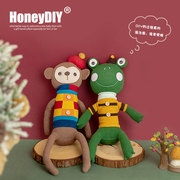 哈尼手工袜子玩偶diy毛绒，玩具材料包元气(包元气)小猴子青蛙创意礼物