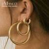 emanco钛钢耳环女士欧美简约ins耳饰，不锈钢饰品个性圆形圈圈耳扣