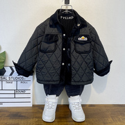 小黄鸭儿童秋冬季外套2023洋气男童加绒小棉袄时髦小男孩衣服