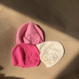 6个月-4岁女宝宝漂亮花朵，套头帽春秋棉线柔软保暖粉色小淑女时尚