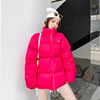 pushbutton玫红色羽绒服女短款冬季外套设计感小众面包服加厚