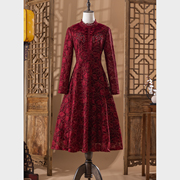 红色礼服2024长袖喜婆婆，婚宴装结婚礼服，妈妈洋气高贵高端刺绣