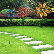 户外创意花园庭院院子装饰花朵铁艺风车旋转园艺菜地民宿造景摆件