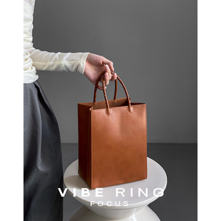 Vibe Ring小众复古购物袋女包2023高级感头层牛皮通勤手提包