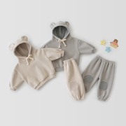 韩版男女宝宝春秋装套装小童，洋气休闲卫衣长袖，两件套婴儿衣服超萌