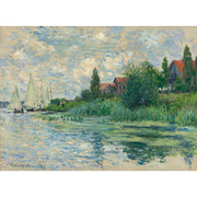 莫奈油画Claude Monet小热讷维耶的塞纳河畔复制品客厅风景画手绘