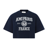 AMIPARIS春夏季深蓝色纯棉字母图案刺绣女士短款短袖T恤