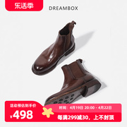 dreambox冬季女靴英伦复古胎，牛皮切尔西靴真皮，底手工固特异马丁靴