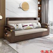 折叠实木沙发床两用小户型，北欧现代客厅多功能，床简约收纳三人双人