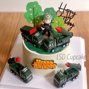 军事主题蛋糕装饰特种兵士兵人偶摆件坦克导弹车男孩生日装扮插件