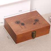 桌面收纳盒木盒子带锁zakka明信片文件整理箱，长方形大号木证