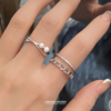 珍珠戒指女微镶钻开口戒小众设计素圈食指戒法式自律指环