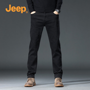 jeep吉普牛仔裤男2024春秋，修身男生裤子，美式直筒黑色男士长裤