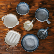 日式2人食情侣碗碟套装，家用盘子手柄，碗烤盘餐具陶瓷筷子勺子组合