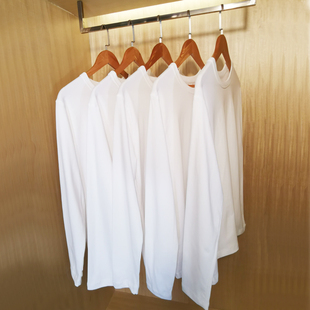300g重磅纯棉长袖t恤宽松纯色上衣白色体恤，打底衫内搭厚实男女款t