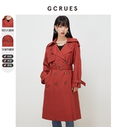 gcrues酒红色春秋，外套韩版显瘦气质风衣女士，中长款2024年春装