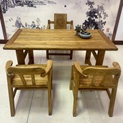 老榆木茶桌民俗复古餐桌怀旧禅意实木桌老旧桌子家用老榆木桌定制