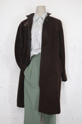 古着vintage日本产b家女士英伦，冬拉链中古宽松长款休闲大衣外套