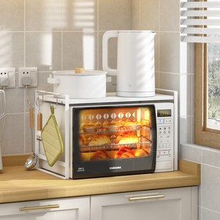 厨房微波炉架子日式台面白色小尺寸收纳架双层迷你小型烤箱置物架