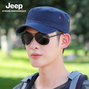jeep吉普鸭舌帽男夏季平顶户外徒步男士遮阳凉帽透气登山防晒帽子
