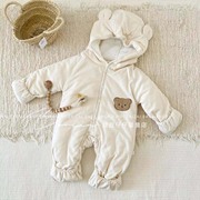 婴儿棉衣服冬装连体衣加厚秋冬季套装新生儿夹棉哈衣宝宝保暖棉服