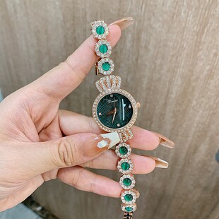 手表时尚女表如意绿手链满钻手表小众设计高端轻奢珠宝扣