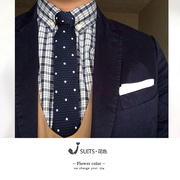 男士咖啡色针织领带圆点，波点领带平头复古针织，领带休闲领带6公分