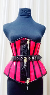 实物拍摄红色漆皮宫廷束腰哥特式收腹马甲corset钢骨束身衣瘦身衣
