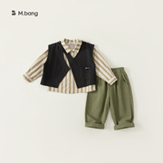 babycity2024年春季男童裤套装，韩版马甲童，三件套贝贝城童装ct
