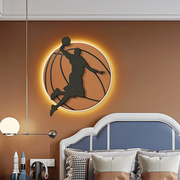 皮革2023篮球儿童房装饰画壁灯，男孩卧室挂画床头画青少年房间